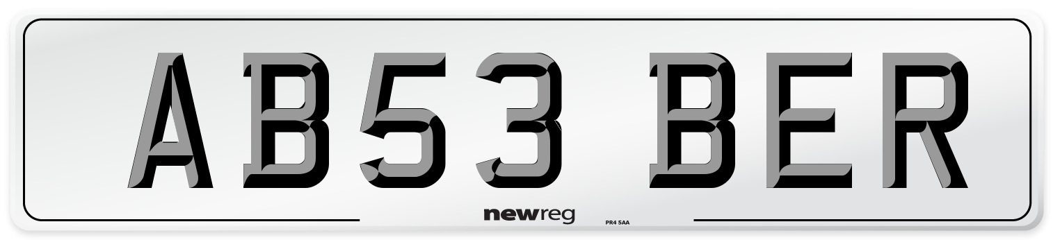AB53 BER Number Plate from New Reg